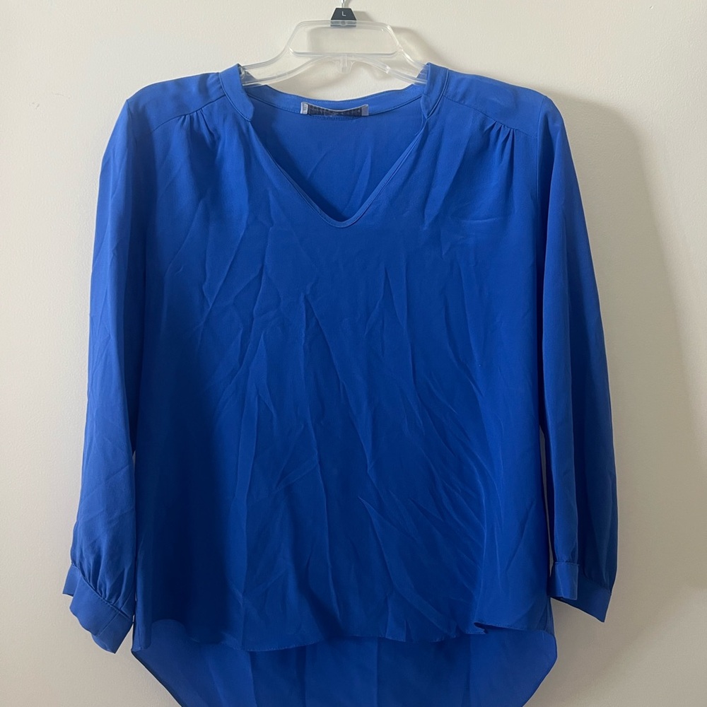 Amanda Uprichard Royal Blue V-Neck Blouse